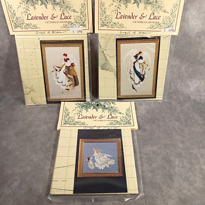 Lavender & Lace Victorian Angel Cross Stitch Patterns x 3  Hope Mercy Grace 1991