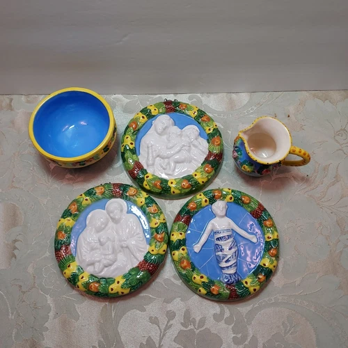 5 pc. Vtg. Italian Della Robia Baby Jesus, Etc . READ
