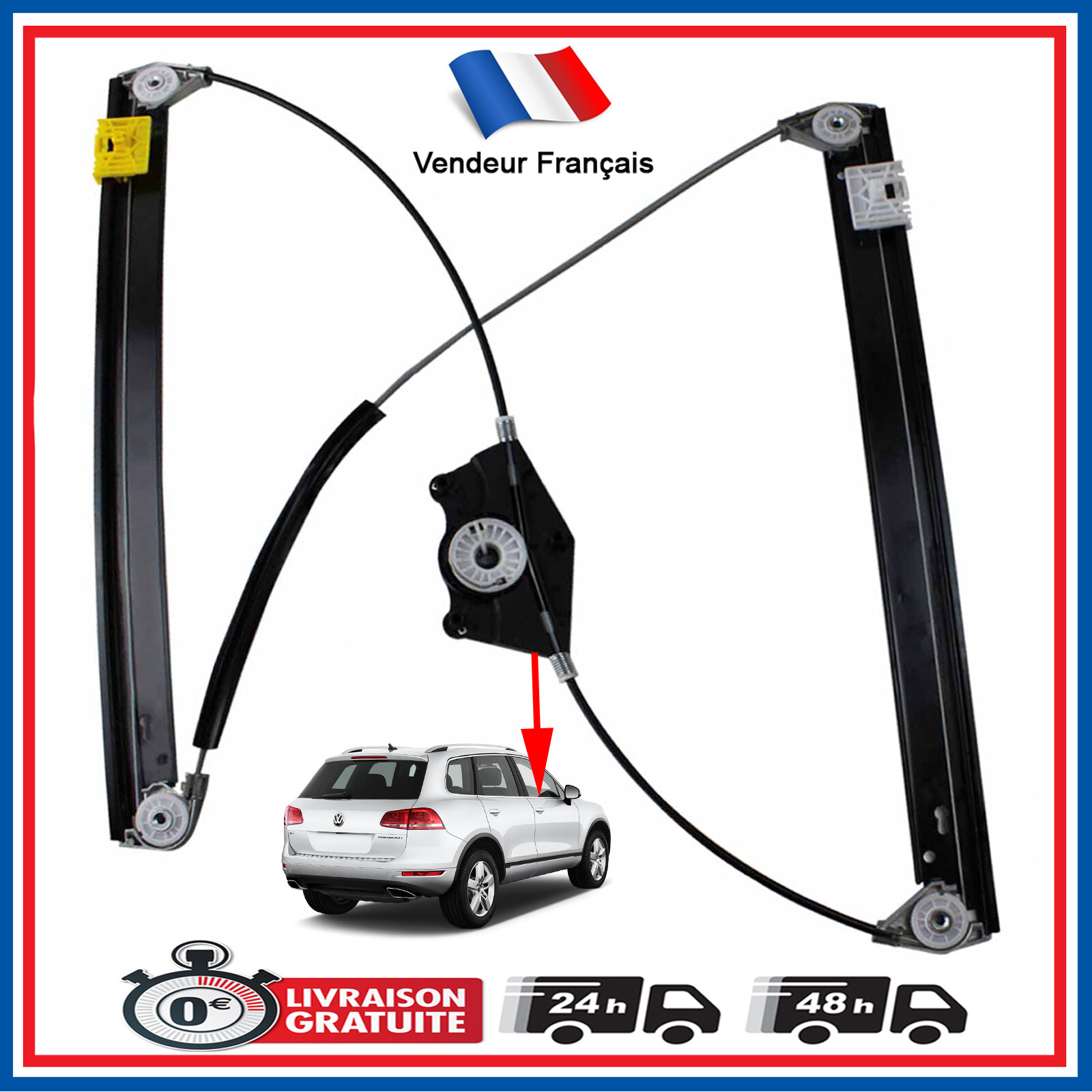Fensterheber Mechanismus Vorne Rechts FüR Touareg Porsche Cayenne 7L0837462B-image