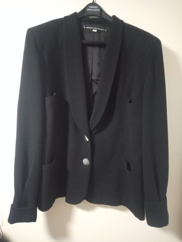 UMBERTO GINOCCHIETTI Jacket Blazer Womens Size 46 Black Wool Italy VINTAGE
