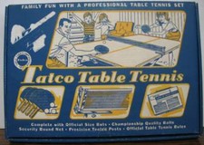 Tatco Table Tennis Box Set - Paddles Balls Net Clamps Rules - 1960s Vintage