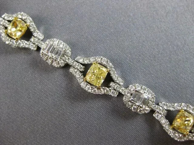 7Ct Cushion Cut Lab Yellow Sapphire Bracelet in 14K White Gold