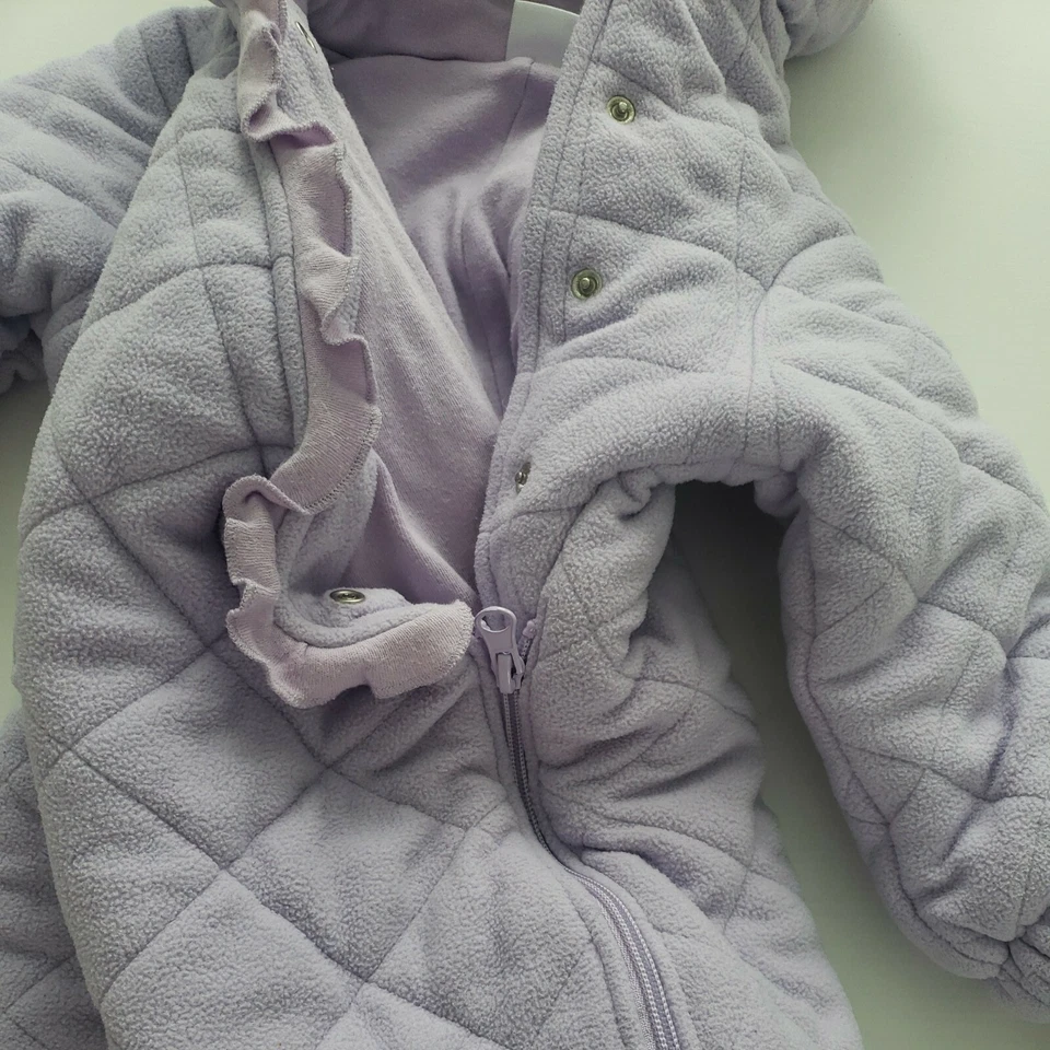 Маленький чудо цельный Snowsuit флис размер 12 месяцев фиолетовый с варежками - Изображение 3 из 4