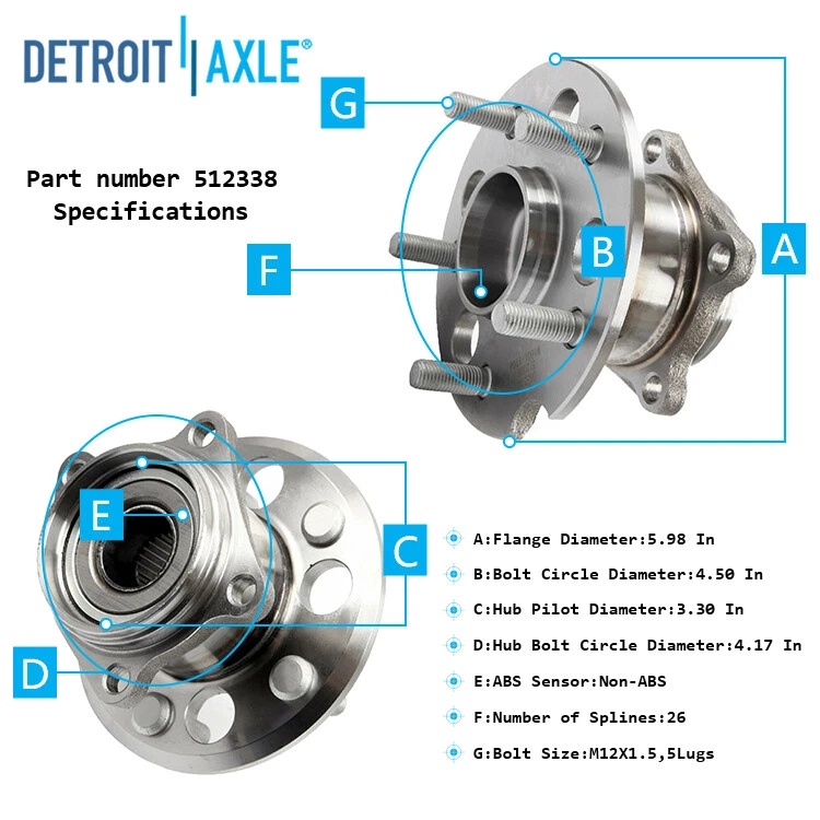 Cubo traseiro e conjunto de rolamento de roda para 2001 2002 2003 2004 2005 Toyota RAV4 AWD - Imagem 3 de 4