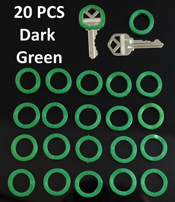 20x PCS Dark Green - Key ID Caps Rubber Identifier Tags Cover Keys Coding Ring