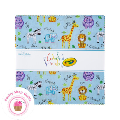 Riley Blake CRAYOLA COLORFUL FRIENDS 10'' Square STACKER Quilt Fabric CHILDREN'S