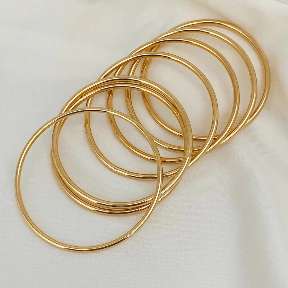 Set of 7 Brass bangles, Stacking Handmade Brass Gold Jewelry Women bangle - Image 3 of 4
