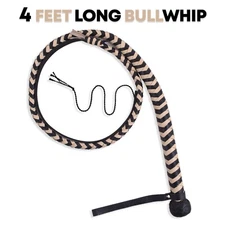 Genuine Cow Hide Leather Bullwhip 04 Feet Long 08 Plaits Indiana Jones Whip