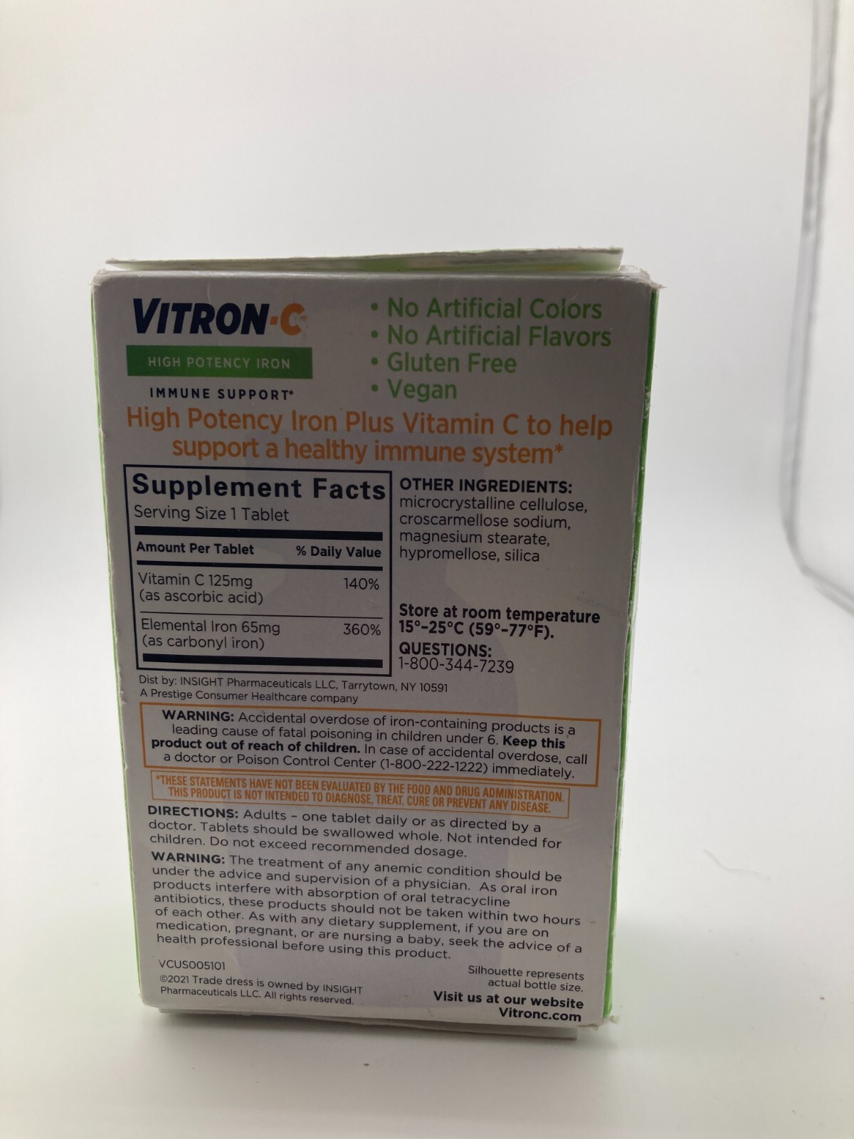 VitronC High Potency Iron Supplement, Immune Support, 60 Count Exp 01/