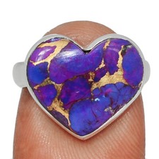 Composite Purple Copper With Blue Turquoise 925 Silver Ring Jewelry s.5 CR65875