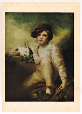 Boy With Rabbit Raeburn A Boy With A Rabbit by Sir Henry Raeburn Vintage Old Print Picture 1934 ...