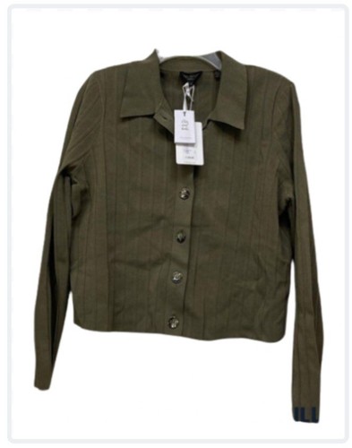 Ted Baker London Extonn Collared Cardigan Top Khaki Women’s 4 US 10 NWT Rt $260 - Picture 7 of 11