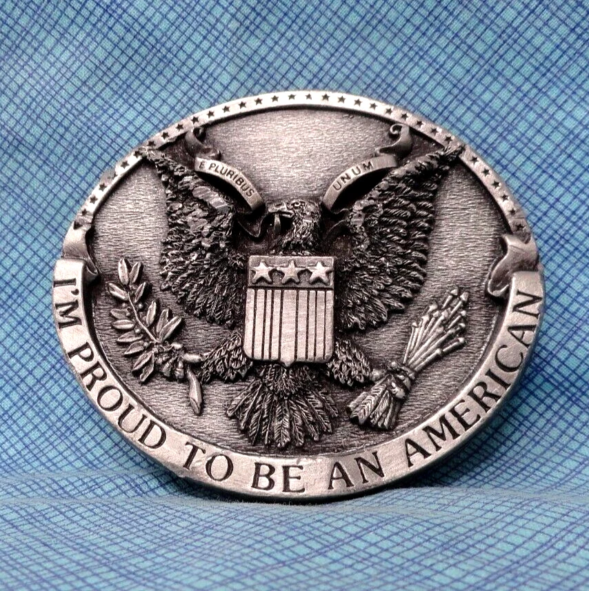 Eagle E Pluribus Unum Hebilla de Cinturón Orgullosa de Ser Americana De Colección Años 80 Bergamota .SHY609 Foto 2 de 4