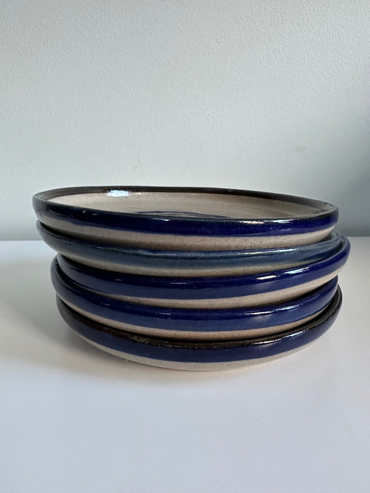 Studio Stoneware 5 pc Salad Plate Set Blue Studio Pottery Ar