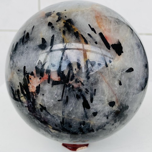 Natural Black Tourmaline crystal Sphere quartz crystal energy 2960g - Imagen 7 de 17