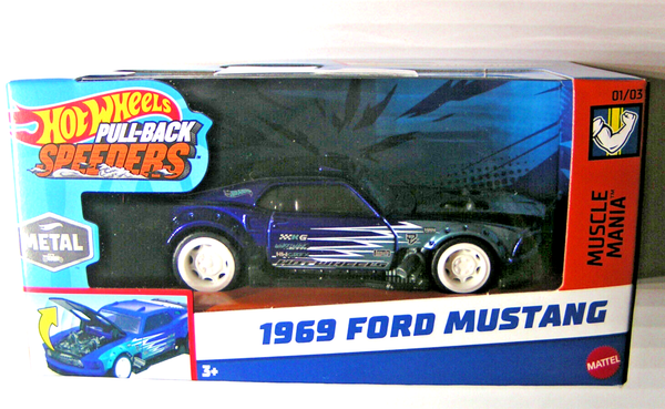 Hot Wheels Pull-Back Speeders - 1969 Ford Mustang - Muscle Mania 2024 - HWH51-image