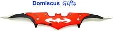 11 1/2" NEW! BATMAN Caped CRUSADER Red White Bat POCKET KNIFE Folding Knives