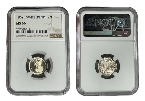 Switzerland, 50 Rappen 1962B NGC MS66 Silver