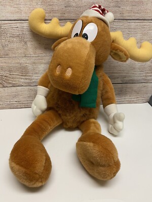 VGUC-24  1996 Macys BULLWINKLE Large Plush Christmas Stuffed Animal Moose Rocky