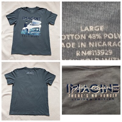 John Lennon Imagine Why Hunger Hard Rock Cafe Baltimore TShirt Limited Edition L