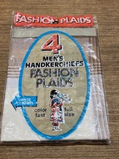 VINTAGE 4pack Fashion Plaid All Cotton Classic Men  s Handkerchief NOS RN13960