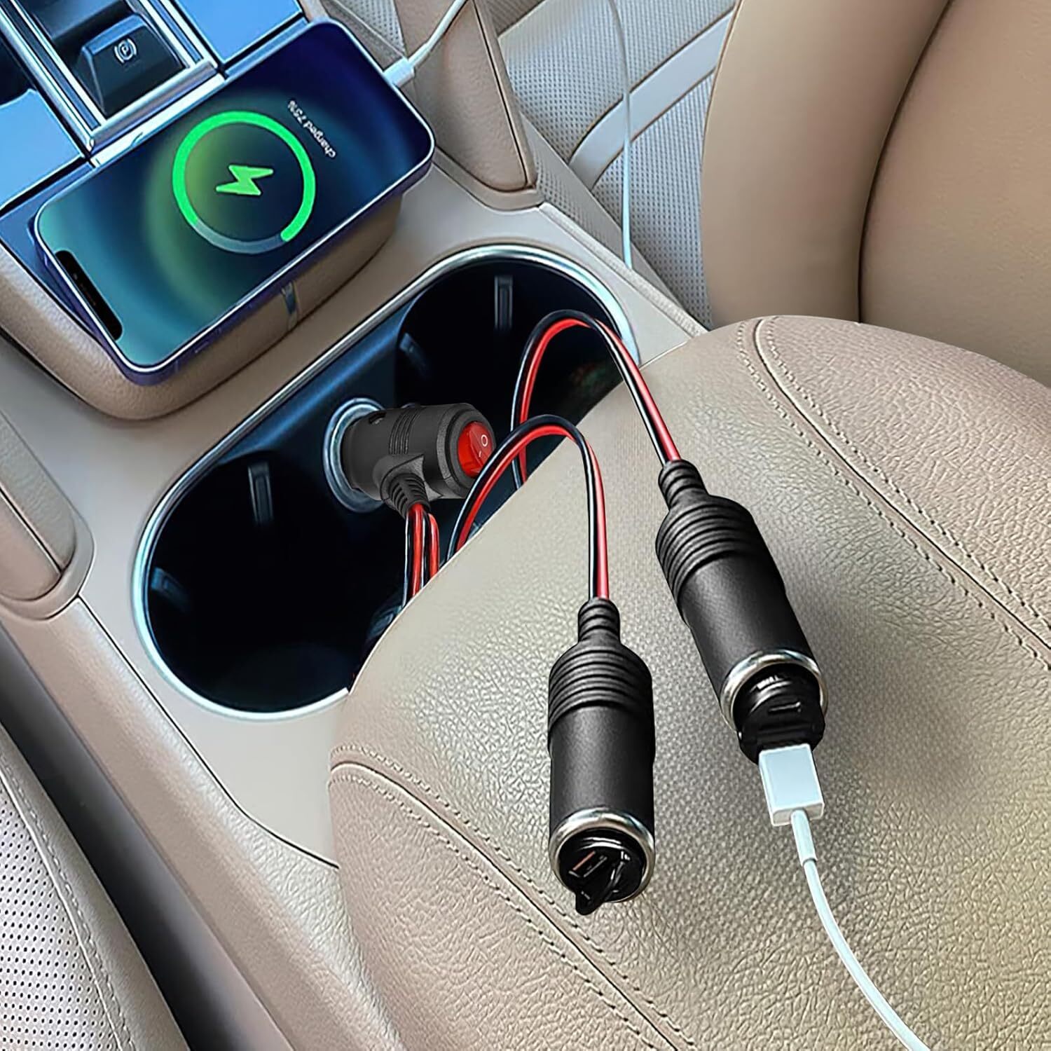 Car Cigarette Lighter Splitter,2-Socket Cigarette Lighter Adapter Extension Plug