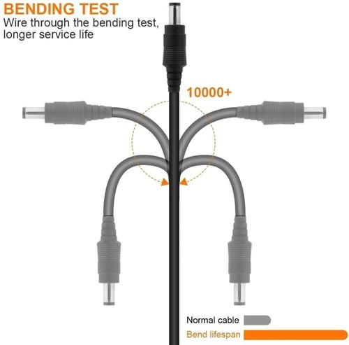 33ft DC 12V Power Supply Extension Cable Wire for CCTV Security Cameras DVR - Picture 6 of 14