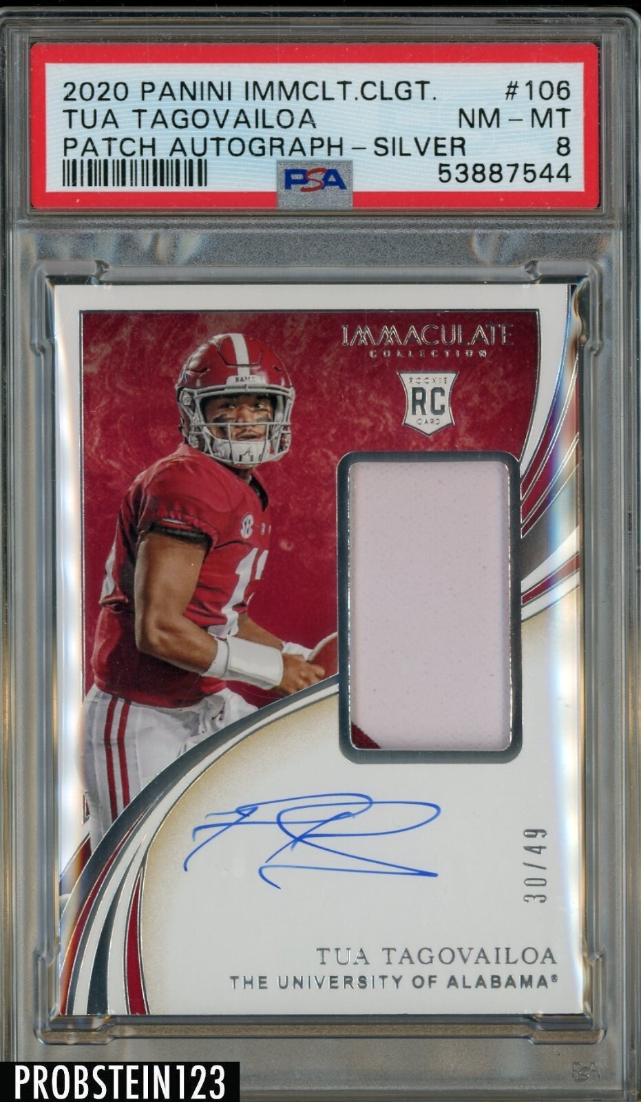 Tua Tagovailoa Panini Immaculate Collegiate #106 Patch Autograph-Silver