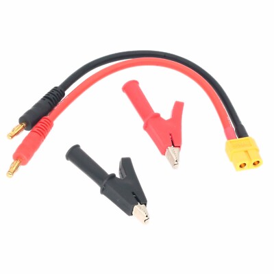 XT60 female to 4mm bullet banana + Alligator Clips 12AWG 6'' Wire Turnigy Charger