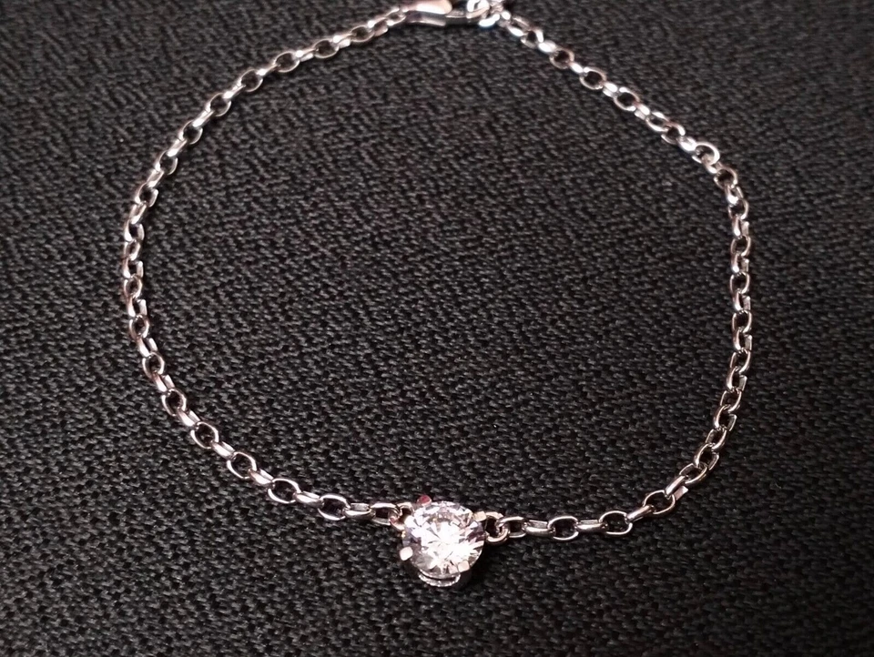 1Ct Round Cut Lab Created Diamond Solitaire Anklet 14k White Gold Finish Women - Изображение 2 из 4