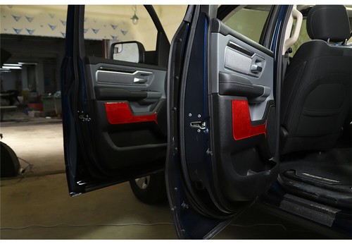 Red Carbon Fiber Interior Door Panel Decorative Cover For Dodge Ram 1500 2018-23 - Picture 6 of 9