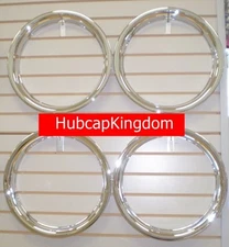 15" NEW Plastic Chrome Beauty Rings TRIM RING SET of 4 Standard 2"