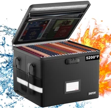 5200°F Fireproof Locking Document Box, Heat Insulated File Storage, Portable