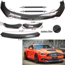 🔥For Ford Mustang/ Front Bumper Lip Splitter Spoiler Carbon Fiber+Strut Rods US