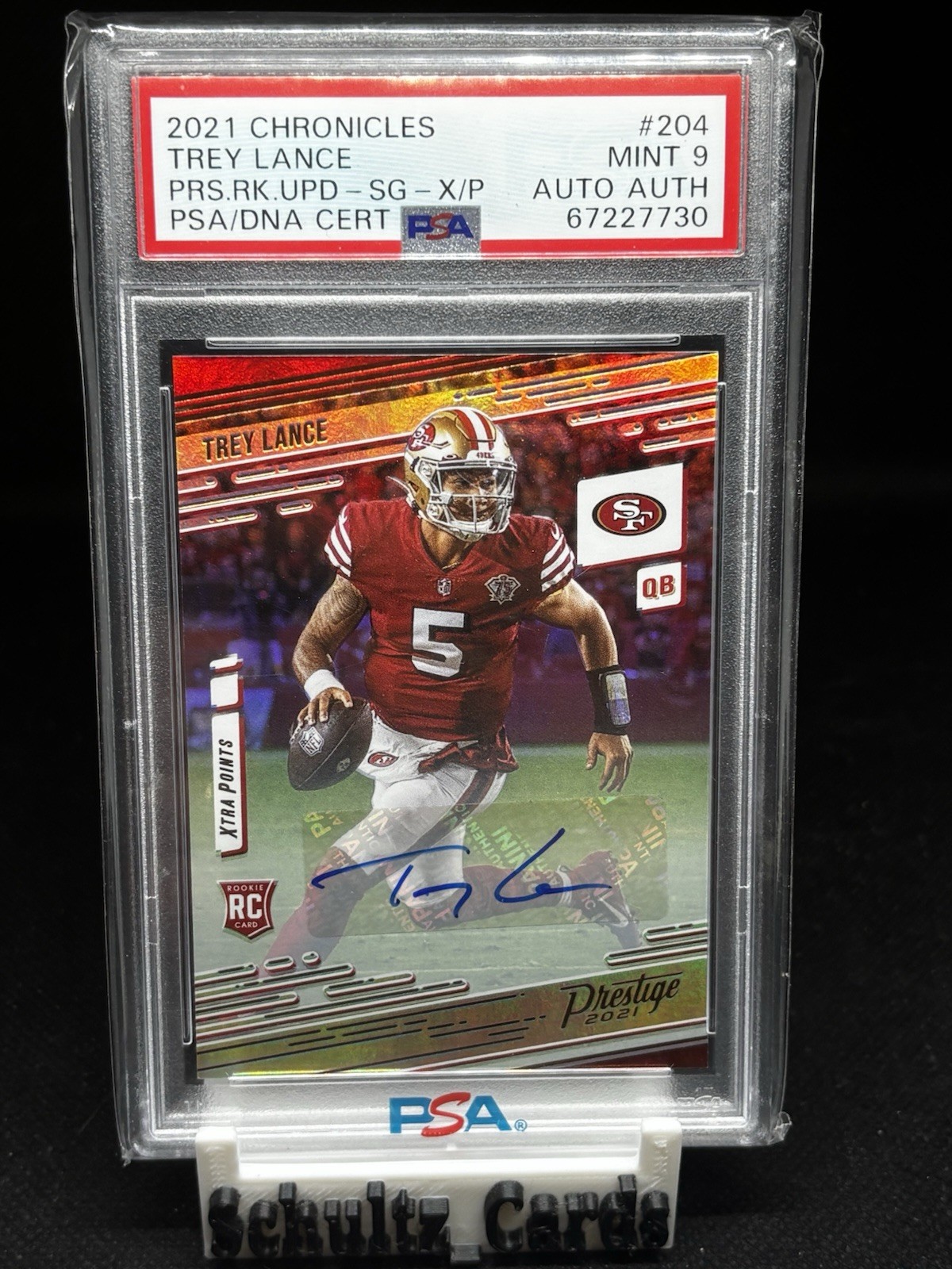 2021 Panini Chronicles Prestige Rookie 204 Trey Lance RC AUTO PSA 9 LOW POP