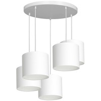 Pendelleuchte Esstisch Weiß Stoff Metall 58 Cm E27 Blendarm HäNgelampe Esszimmer