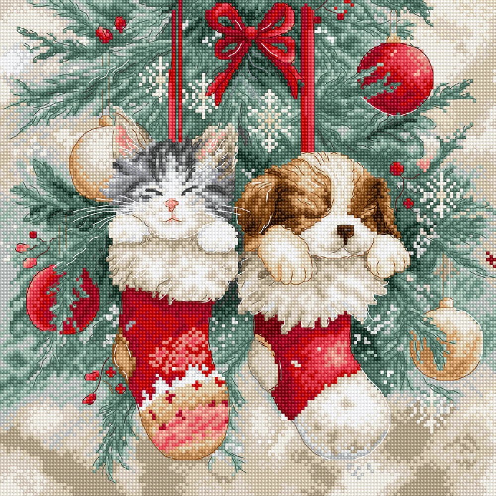 Letistitch counted cross stitch kit ""Christmas Naps"", 24x24cm