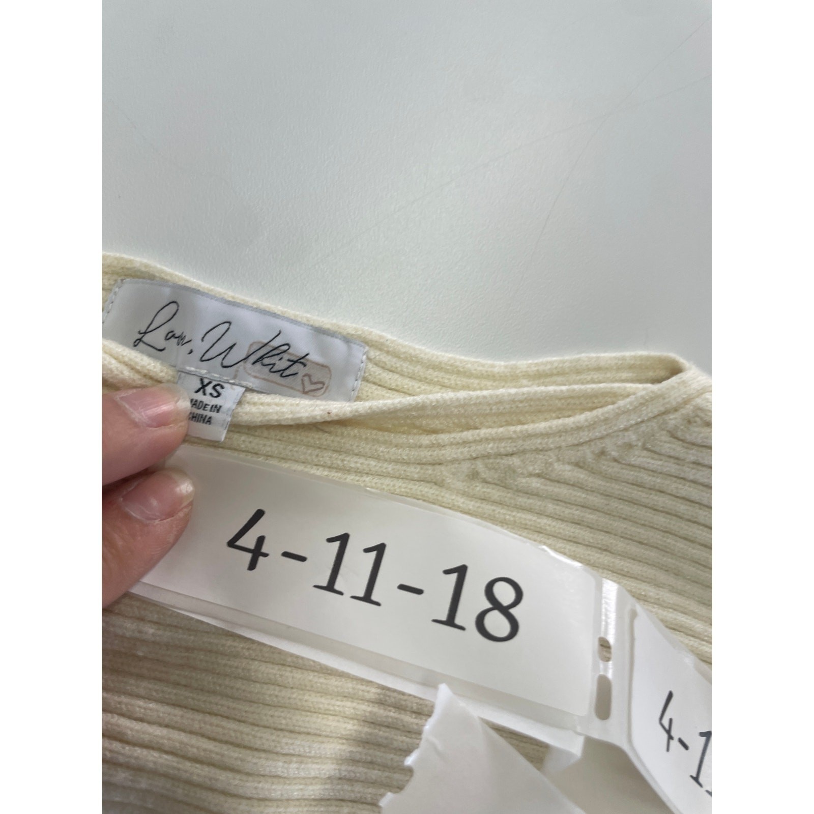 Love, Whit by Whitney Port Sweater Womens X Small Cream Crisscross Ribbed Knit