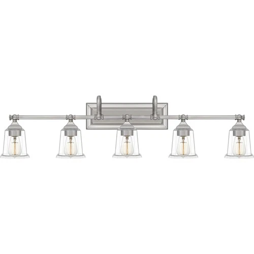 Quoizel NLC8605 Nicholas 5 Light 42"W Bathroom Vanity Light - Nickel - Picture 1 of 12