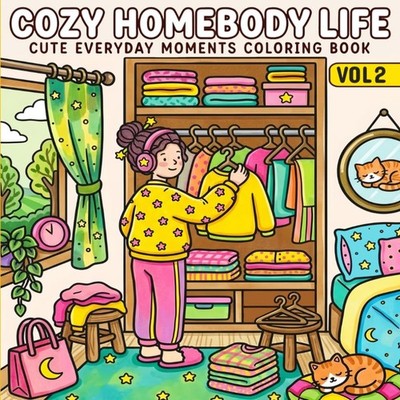 Cozy Homebody Life Cute Everyday Moments Coloring Book Vol. 2: 40 Bold and Easy