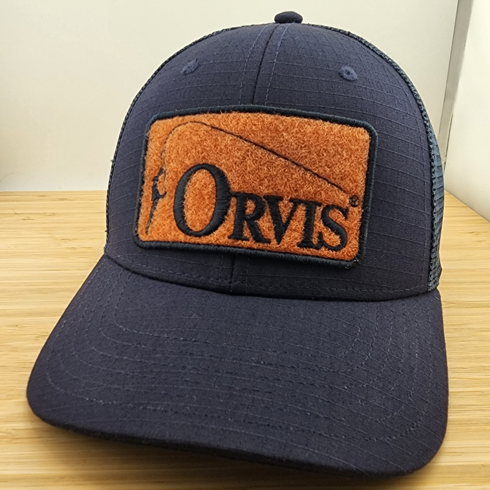 Orvis Fishing Trucker Hat, Navy Cap & Mesh, Fly Patch, Ripstop Fabric, Snapback