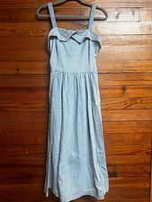 Vintage Jerell Chambray Denim Maxi Dress 9/10 Made in USA 100% Cotton