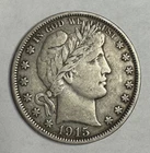 1915 D Barber Half Dollar, Near VF/F+, 90% Silver US Coin, FREE SHIPPING!