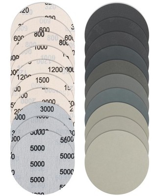36 Stück 125 mm Schleifscheiben, Nass und Trocken Klett Rund Schleifpads Polieren