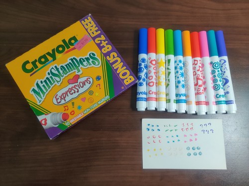 Crayola Mini Stampers Expressions 10 Washable Non-Toxic Multicolor Markers