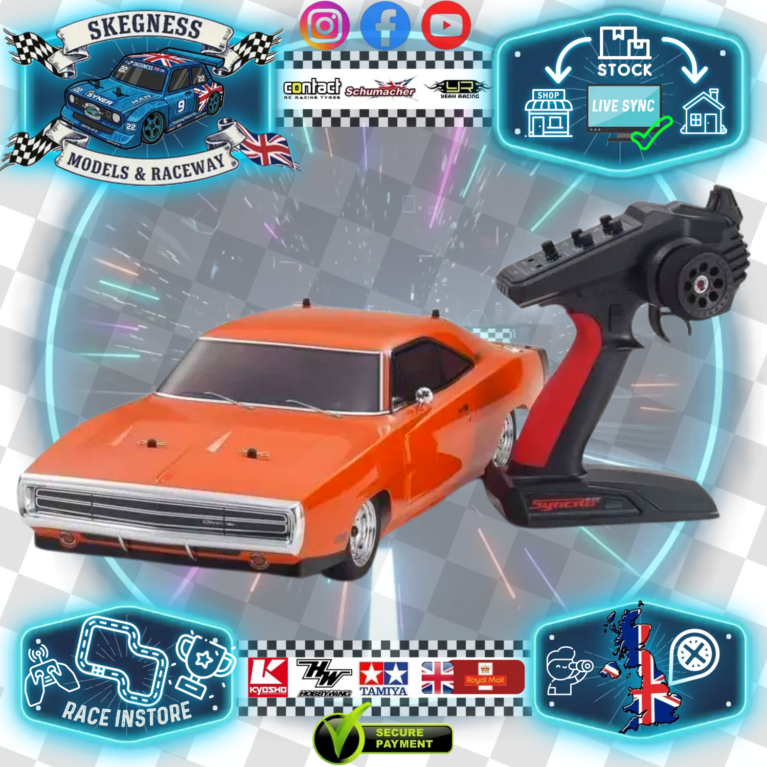 Kyosho - Fazer FZ02 (L) Dodge Charger 1970 Orange 1/10 RC CAR - RTR Readyset (Br