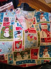 SB Scrubs Womens Small Multicolor Christmas V Neck Short Sleeve Pockets Top