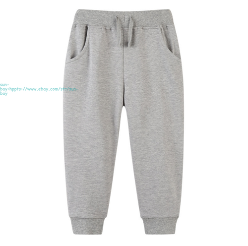 Kids Unisex Jogging Pants Track Sports Cotton Elastic Waist Trousers Sweatpants - Picture 7 of 19