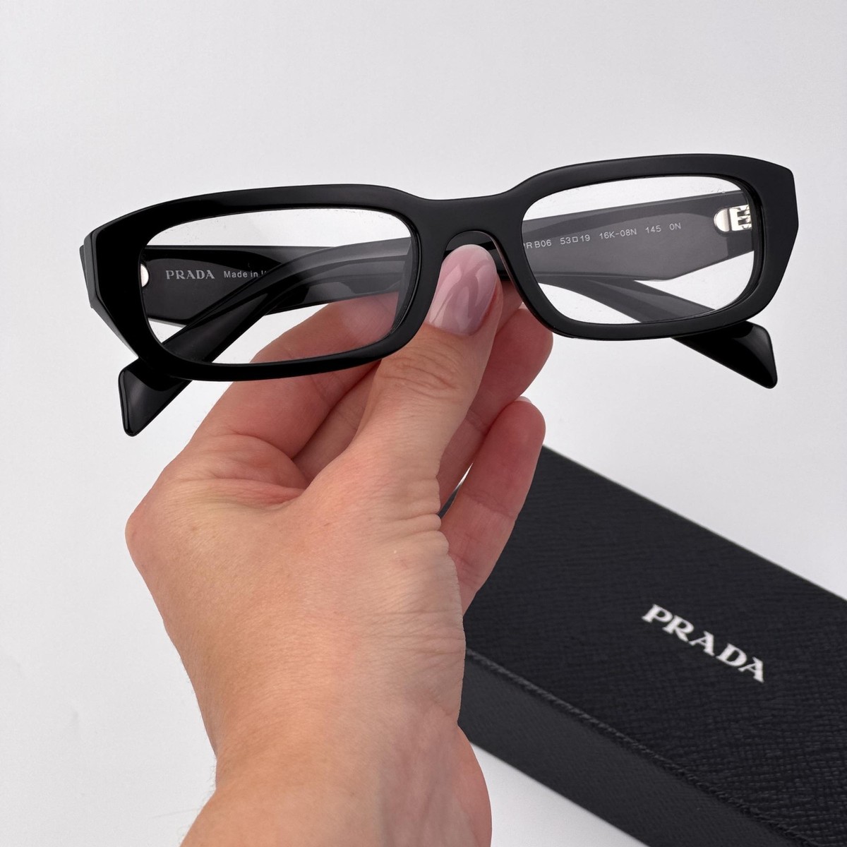 Prada Women Eyeglasses Black Rectangle PRB06S 16K08N NEW AUTHENTIC Prada Men Eyeglasses Black Blue Block Rectangle PRB06S  main image 2
