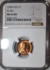 NGC MS-65 RD 1938-S/S/S FS-502 Lincoln Cent, Cherry-Red, Gem RPM.